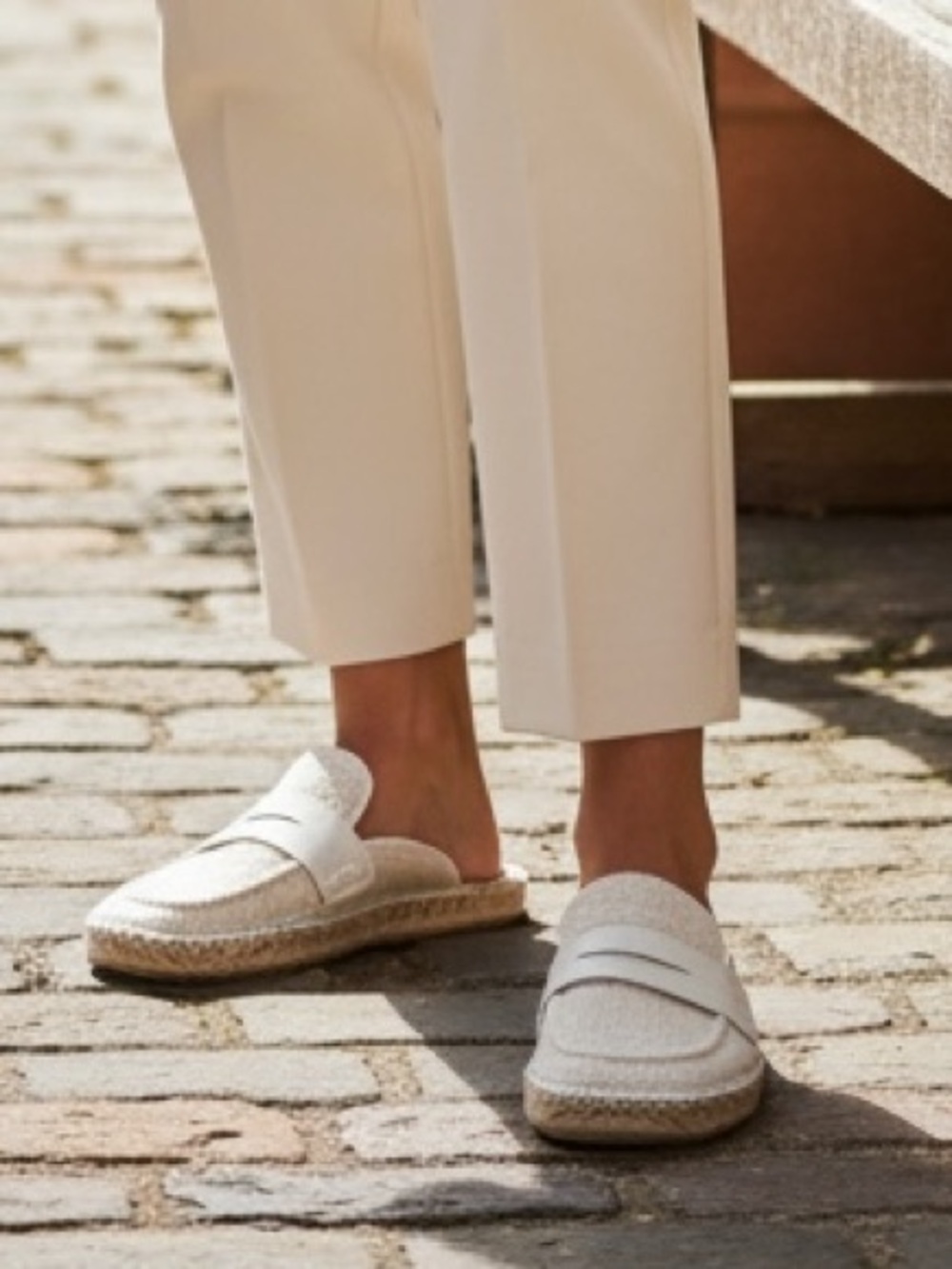 JW ANDERSON Cream Espadrille Loafer Mules